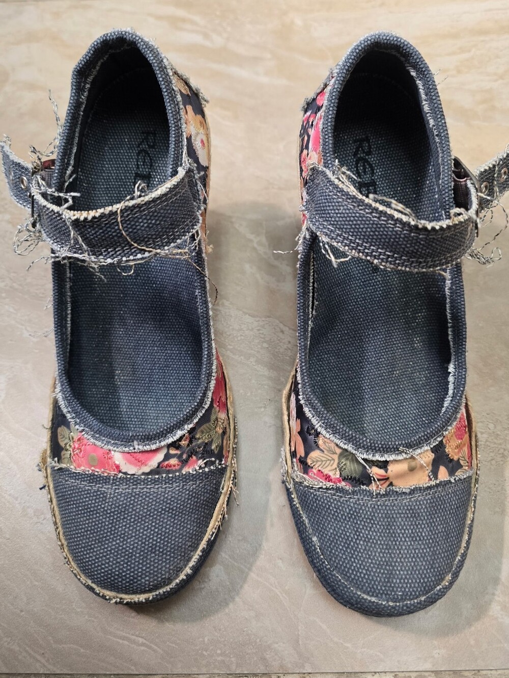 Rebels Girl's Floral Mary Jane Canvas Shoes in Navy